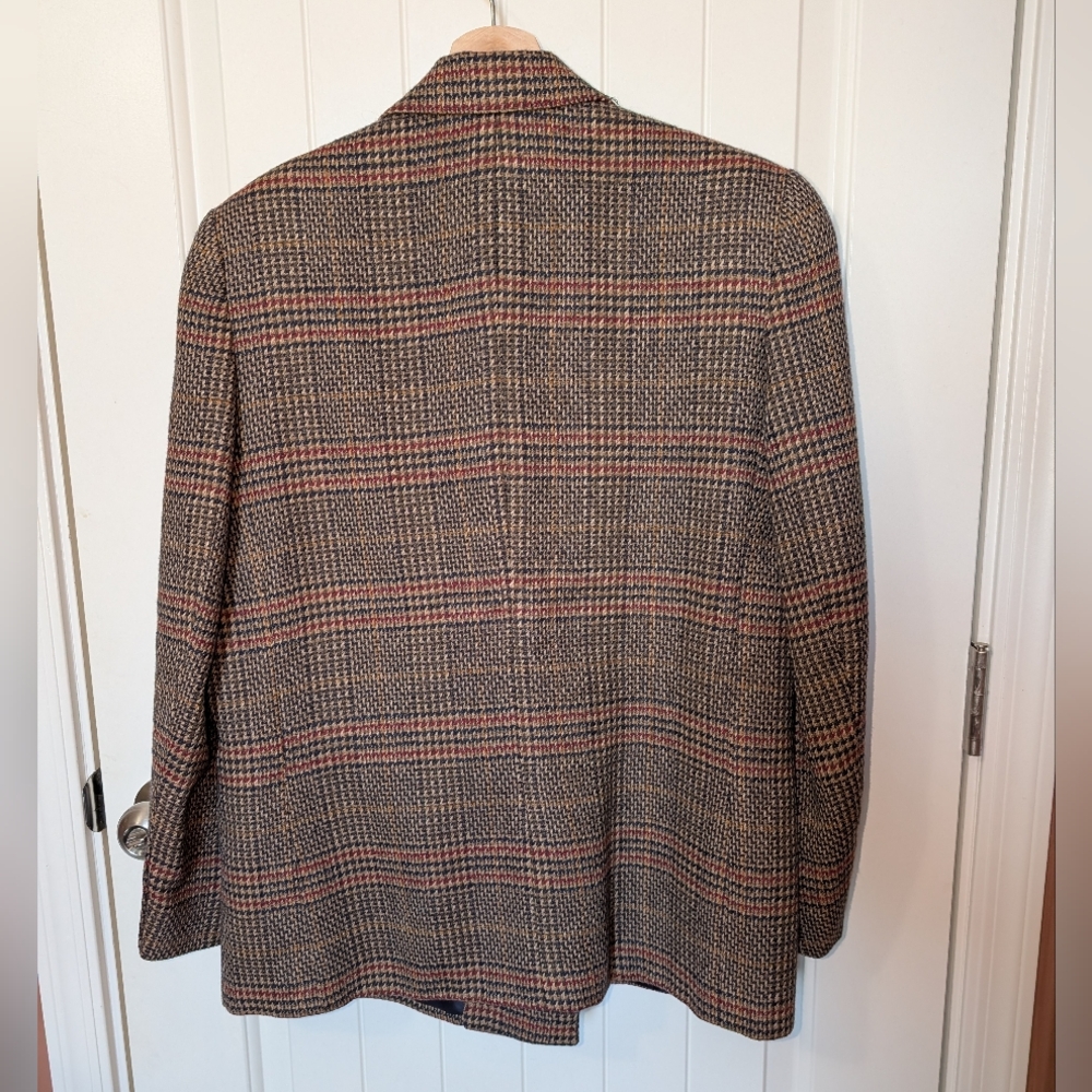 Vintage Evan Picone 2 Piece Plaid Wool Suit Set Skirt/Blazer W10 Red/Browns - Picture 3 of 16